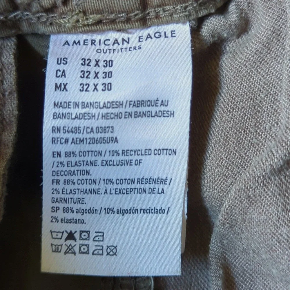 American Eagle Cargo Pants Mens 32x30 Brown Baggy Straight Leg Distressed